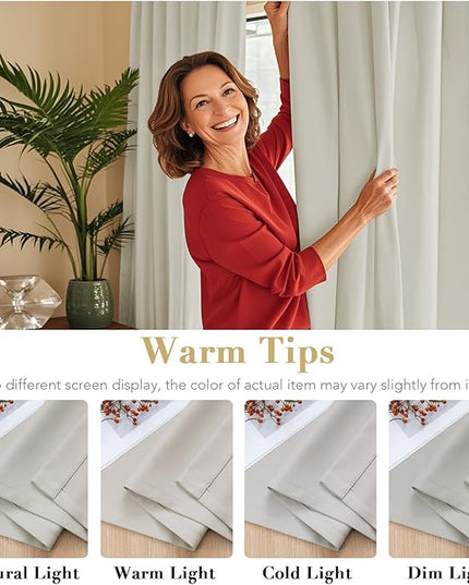 H.VERSAILTEX Blackout Curtains Thermal Insulated Window Treatment Panels Room Darkening Blackout Drapes for Living Room Back Tab/Rod Pocket Bedroom Draperies (2 Panels, Pale Oak, 52 x 84 Inch)