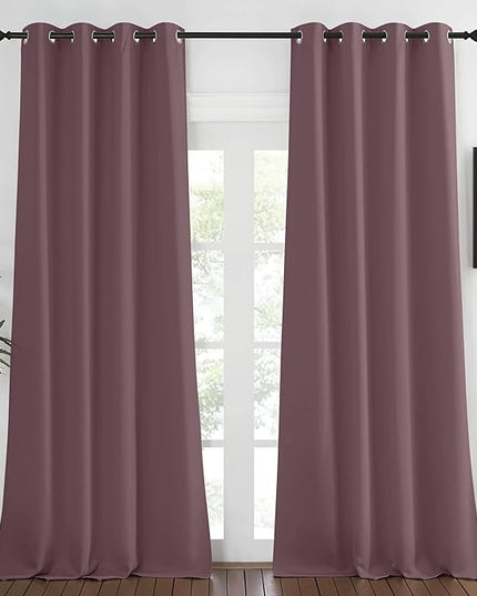 NICETOWN Blackout Living Room Curtain 108 inches Long - Grommet Thermal Insulated Cold & Heat Blocking Window Treatment Sound Reducing Drape for Bedroom (Dry Rose, 1 Piece, W52 x L108)