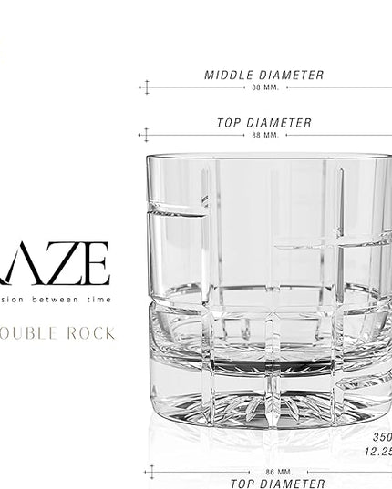 LEMONSODA High-end Double Rock Old Fashioned Whiskey Glasses - Set of 12 Cocktail Glasses for Scotch, Whiskey, Bourbon - For Gifts, Parties, Cocktails (12 fl. oz.) (Checkered) [2068]