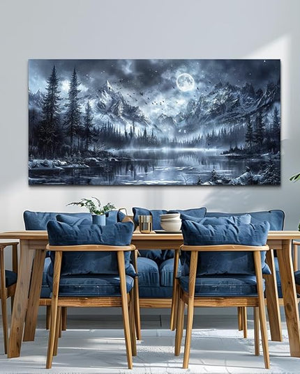 FUHAIHUA Canvas Wall Art For Living Room Wall Decor For Office Bedroom Decorations Black And White Wall Paintings Forest Landscape Pictures Hotel Artwork Posters Home Decor Ready to Hang 20X40 In