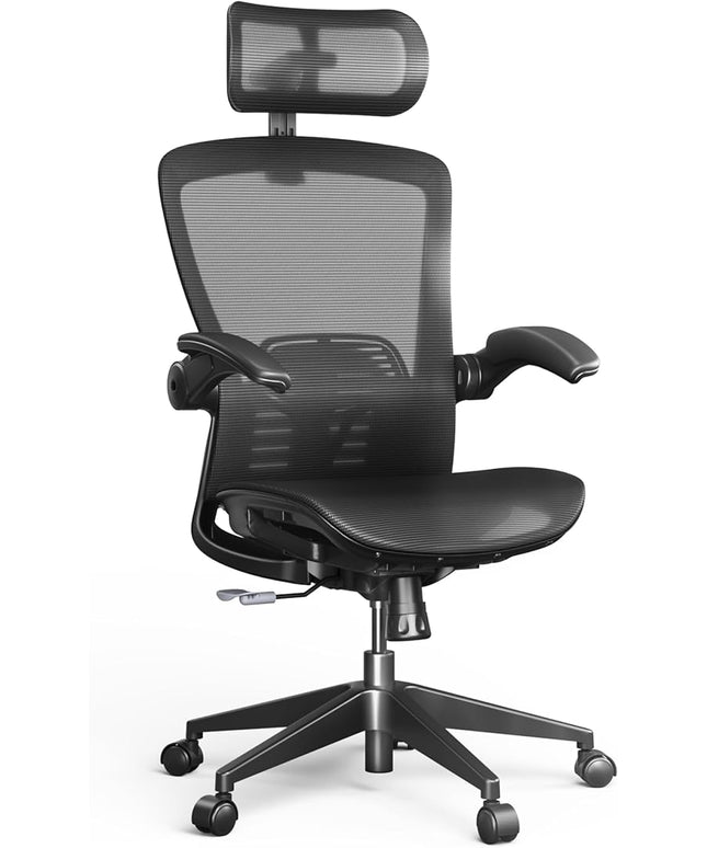 FLEXISPOT OC3 Pro Ergonomic Office Chair High Back Computer Chair with Flip-up Armrest/8-Level Lumbar Support, Breathable Mesh Seat Cushion Backrest, Chairs for Home Office Gaming Working, Black