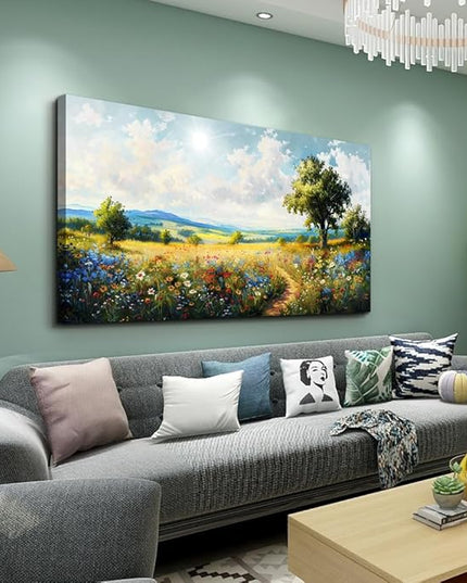 hyidecorart Nature Field Scenery Abstract Painting Large Wall Art For Living Room Bedroom Wall Decor Pictures Artworks Modern Wall Decorations For Office Canvas Prints Home Art Decor 24"X 48"