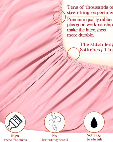 NTBAY Toddler Bedding Set - 4 Piece Soft and Breathable Crib Bedding Set for Boys and Girls, Includes Quilted Comforter, Fitted Sheet, Flat Top Sheet and Envelope Pillowcase, Pink
