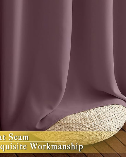 NICETOWN Wide Curtain 84 inch Length for Living Room, Grommet Thermal Insulated Blackout Room Divider Curtain Sound Proof Light Blocking for Patio/French Door (Dry Rose, 1 Panel, W80 x L84)