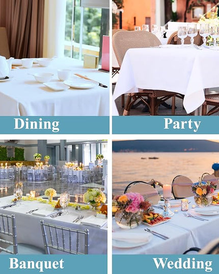 VidaFete Tablecloth 90 * 156inch 2pack Rectangle Table Cloth Polyester, Stain Wrinkle Resistant Dining Table Cover for Kitchen Dinning Party Wedding Rectangular Tabletop Buffet Decoration(White)