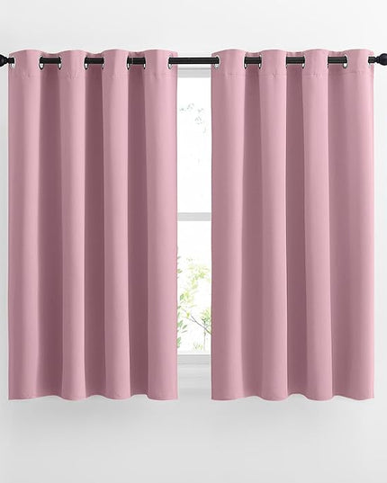 NICETOWN Blackout Curtains 54 inch Length for Bedroom - Grommet Thermal Insulated Solid Window Treatments Room Darkening Drapes for Kids Room/Laundry, Crystal Pink, W46 x L54, Set of 2