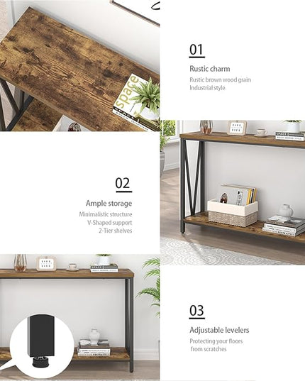 EXCEFUR Entryway Table, Narrow Sofa Console Tables Behind Couch, Modern Entry Table for Hallway Entrance Living Room, Rustic Brown