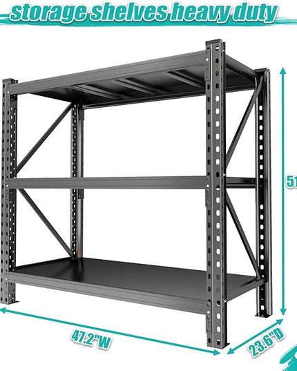Heavy Duty Metal Garage Shelving Units, 5500LBS Storage Shelves, 51" W Durable Adjustable Steel Utility Shelving Units for Home Commercial Industrial Warehouse Storage Utility Rack1