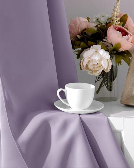 HOMEIDEAS Lilac Blackout Curtains for Bedroom 52 X 84 Inch Length 2 Panels Set Room Darkening Bedroom Curtains, Soundproof Thermal Grommet Window Curtains for Living Room for Christmas