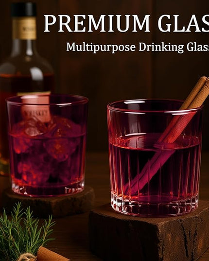 Laerjin Drinking Glasses Set of 8, 12 oz Highball Glasses & 10 oz Cocktail Glasses Set, Glassware Drinking Glasses, Glassware Sets for Cocktail, Beer, Wine, Whiskey, Water & Juice Drinkware(Pink)
