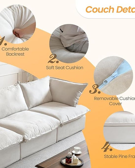JACH Modular Sectional Couches for Living Room, Deep 4 Seats 162" Sectional Sofa, Cushion Covers Removable, Two Corners and Two Middle, Sofas Furniture for Living Room, Beige