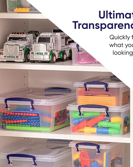 Superio Storage Bins with Lids- Clear Boxes for Organizing, Stackable Plastic Containers- BPA Free, Non-Toxic, Odor Free, Organizer for Home, Office, Dorm (6 Pack, 22.7 Qt)