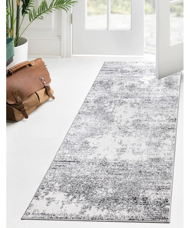 Keen Home Design Area Runner Rugs - 2x12 Non-Shedding, Abstract Runner for Kitchen, Living Room, Bedroom, Dining Room, Entryway - Size: 2'8" x 11'11", Abstract Cream/Grey