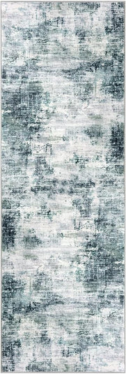 IOHOUZE Abstract Runner Rug 2x6 Ft Washable Runners for Hallways, Non Slip Kitchen Runner Printed Faux Wool Entryway Runner Indoor, Modern Abstract Floor Carpet for Hall Kitchen Bedroom, Sage Grey