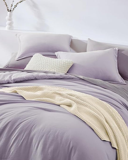 WRENSONGE Queen Comforter Set - 7 Pieces Lilac Soft Bed in a Bag Queen with Sheets, 2 Pillow Shams, and 2 Pillowcases- Warm Bedding Sets for All Season