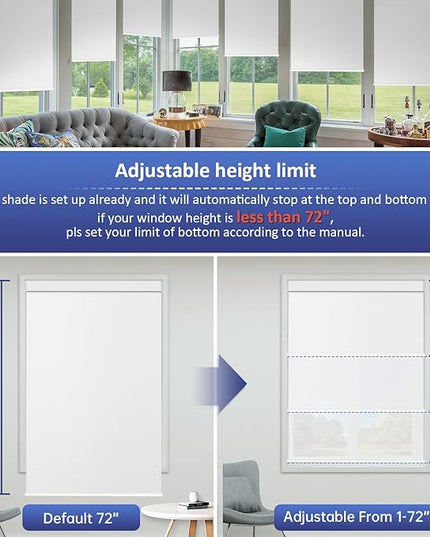 Motorized Blinds with Remote, Smart Blinds with Solar Panel, Thermal Blackout Electric Blinds, Automatic Blinds for Windows Compatible with Alexa, Black-30 x72