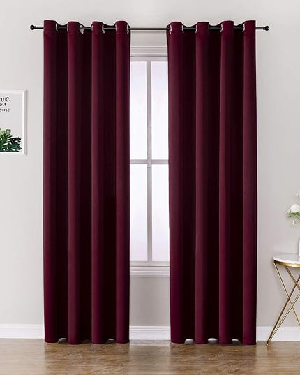 ChrisDowa Blackout Curtains 120 Inches Long 2 Panels Set for Living Room, Grommet Thermal Insulated Room Darkening Curtains for Bedroom (Burgundy Red, 52 x 120 Inch)