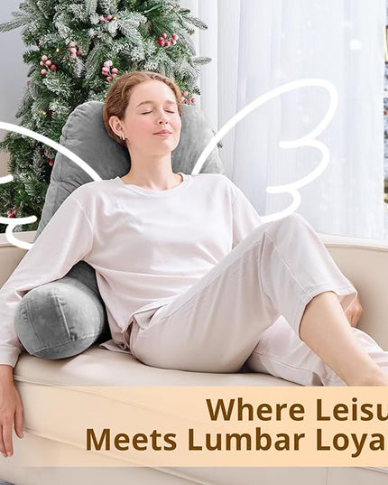 Sasttie 25-inch Reading Pillows for Sitting in Bed Adult, Jumbo Velvet Back Pillow Bed Sitting Up, XL High Back-Rest Support Cushion for Sit Up on Couch & Floor, Oeko-Tex Certified, Dark Grey
