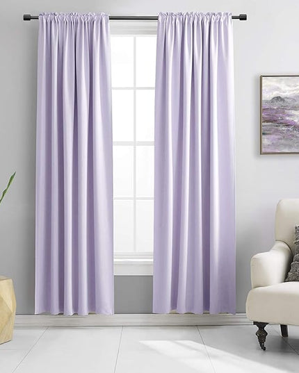 DONREN 84 Inches Long 2 Panels Lavender Purple Curtain Panels for Bedroom - Room Darkening Rod Pocket Thermal Insulated Drapes for Living Room,42 W x 84 L