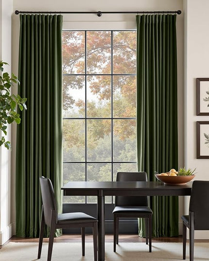 Lazzzy Velvet Blackout Curtains Thermal Insulated Room Window Drapes Super Soft Luxury Curtains for Living Room Bedroom Rod Pocket 2 Panels, Moss, 52" W x 120" L