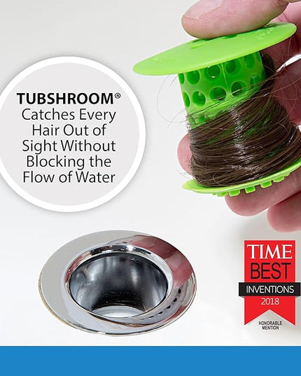 TubShroom Tub Drain Hair Catcher Strainer, Green – Drain Protector and Hair Catcher for Bathroom Drains, Fits 1.5” – 1.75” Bathtub and Shower Tub Drains