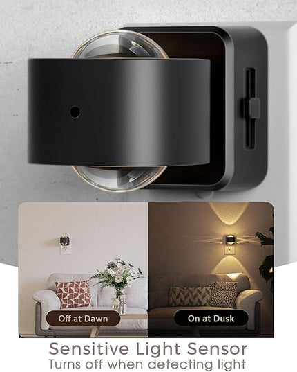 Briignite Night Light Projector, LED Night Lights Plug into Wall, 180° Rotating Night Light for Kids, Dusk to Dawn Sensor, 0-150LM Dimmable, Warm White Ambient Lighting for Bathroom, Gifts, 2 Pack