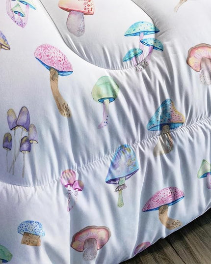 3 Piece Colorful Mushroom Comforter Set with 2 Pillow Covers,Cartoon Colorful Gradient Lightweight Soft Bedding Quilt Set for Girls Boys Kids,Twin Pink Violet