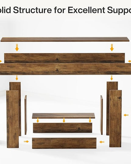 Tribesigns 63" Console Table, Farmhouse 2-Tier Entryway Table with U-Shaped Base, Narrow Long Wood Sofa Table Behind Couch Table for Living Room, Hallway, Foyer, Vintage Brown