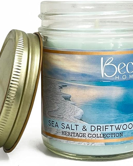 8oz Sea Salt Scented Candles for Home, Salt and Sea Scented Beach, 45 Hrs Soy Wax Candle for Stress Relief, House Aromatherapy Candle Gifts for Men and Women