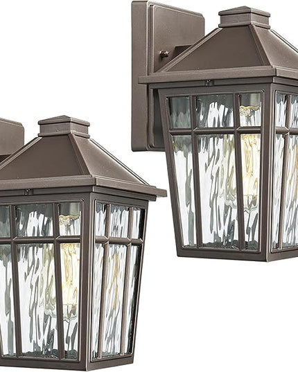 Darkaway Outdoor Sconce Lights Wall Light Fixtures, Exterior Porch Light Outdoor Sconce Anti-Rust Waterproof Aluminum Outside Light with Water Ripple Glass for Patio Yard Doorway Garage