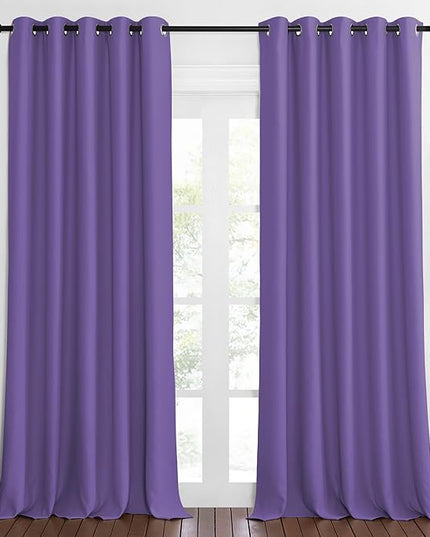 NICETOWN Patio Blackout Curtain Panels - Extra Wide Sliding Door Thermal Insulated Drape, Privacy Room Divider Curtain for Bedroom Office (Lilac Purple, 66 x 118 Inch Long)