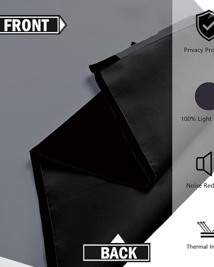 Black Grey 100% Blackout Curtains for Bedroom 96 inch Length 2 Panels Set White Grey Modern Abstract Geometric Black Out Curtains Insulated Room Darkening Window Drapes for Living Room, 42Wx96L