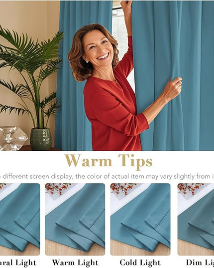 H.VERSAILTEX Blackout Curtains Thermal Insulated Window Treatment Panels Room Darkening Blackout Drapes for Living Room Back Tab/Rod Pocket Bedroom Draperies (2 Panels, Storm Blue, 52 x 54 Inch)