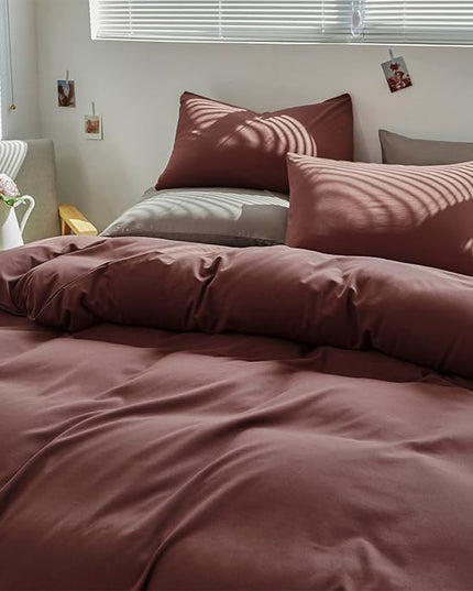 CLOTHKNOW Brick Red Comforter Set California King Rust Red Bedding Comforter Sets Dark Rust Comforter Soft Brownish Comforter with 2 x Pillow Cases