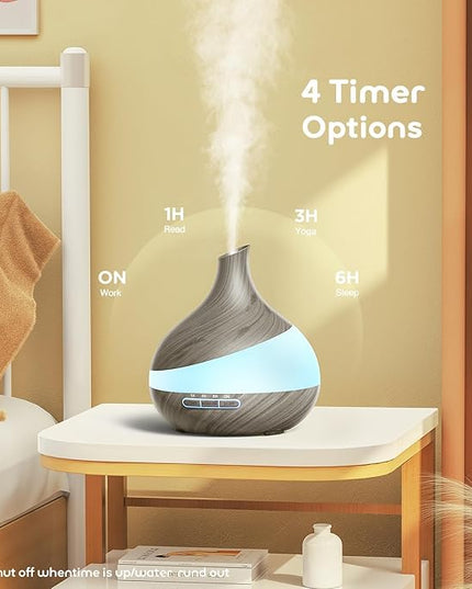 500ML Essential Oil Diffuser: Aroma Diffuser with Remote Control for Hotel Spa Yoga Room - Humidifiers for Bedroom with 14 Colors LED Night Light for Kids/Women Home Relaxation