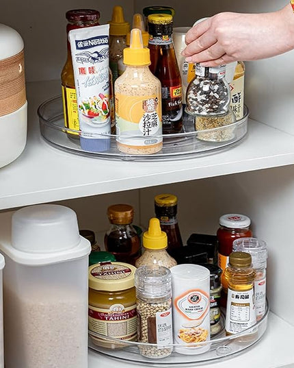 URALFA 2-Pack Lazy Susan Cabinet Organizer, Plastic Rotating Round Lazy Susan Turntable for Cabinet, Pantry, Countertop, Table, Fridge, 10.5 Inch
