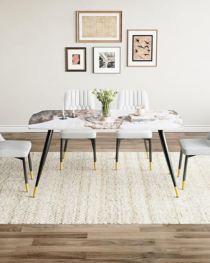 Dining Room Table Set for 4,Dining Table Set for 4, Sintered Stone Kitchen Table Top and Modern Chairs Set of 4 for Kitchen Dining Room