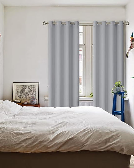 BGment Room Darkening Curtains 120 Inches Long - Grommet Thermal Insulated Drapes Window Treatment Curtains for Bedroom, 2 Panels, 52 x 120 Inch, Light Grey