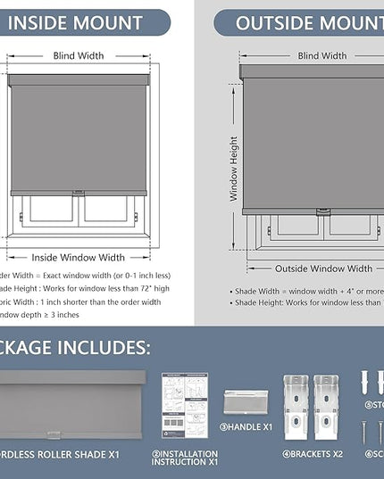 AOSKY Blackout Roller Shades Cordless Blinds for Windows, Free-Stop Shades with Valance, Thermal Insulated Fabric, UV Protection, Natural Woven Blinds for Home and Office (68" W x 72" H, Grey)