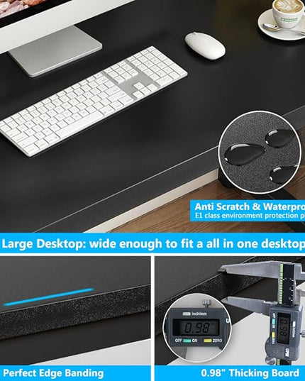 Tribesigns Computer Desk, 55 inch Large Office Desk Computer Table Study Writing Desk for Home Office, Black + Black Leg