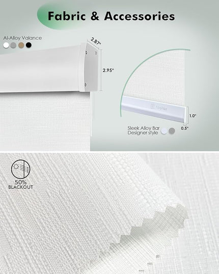 Yoolax Motorized Blinds with Remote, Light Filtering Remote Shades for Windows, Automatic Roller Shades Cordless Electric Blinds for Bedroom Living Room Office, Custom Size (Jacquard White)