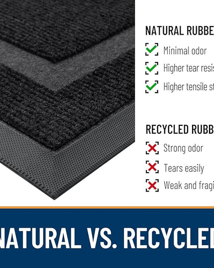 OLANLY Front Door Mat Indoor Outdoor Entrance, Waterproof All-Season, All-Weather Doormat, Sturdy Natural Rubber, Fade Resistant, Low Profile, Easy Clean Patio Porch Entryway Mat, 47x17, Black
