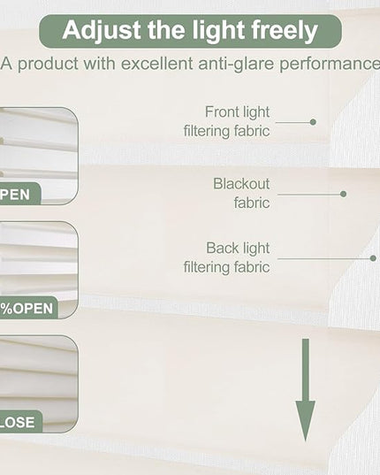 zshine Automatic Shangri La Light Filtering Roller Shades Free Dimming Rechargeable Matter Motor Compatible with Homekit Siri for Living Room 83035B