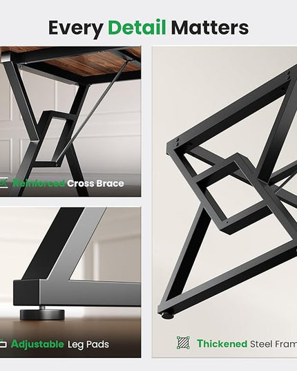 70.8" Large Executive Desk - Computer Office Desk Workstation, Modern Business Writing Table with Sturdy Metal Legs for Home Office (Wood Color, 71 Inch)
