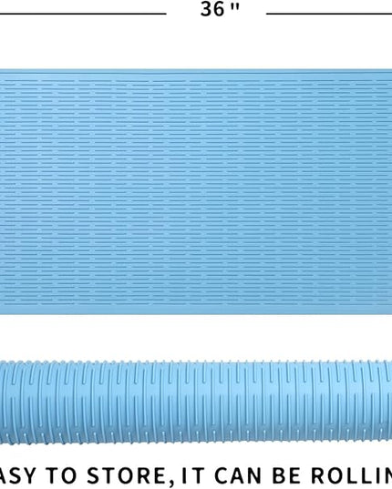 Silicone Dish Drying Mat for Multiple Usage,Easy clean,Eco-friendly,Heat-resistant Silicone Mat for Kitchen Counter or Sink,Refrigerator or Drawer Liner Light Blue 5XL 36inches x 18inches