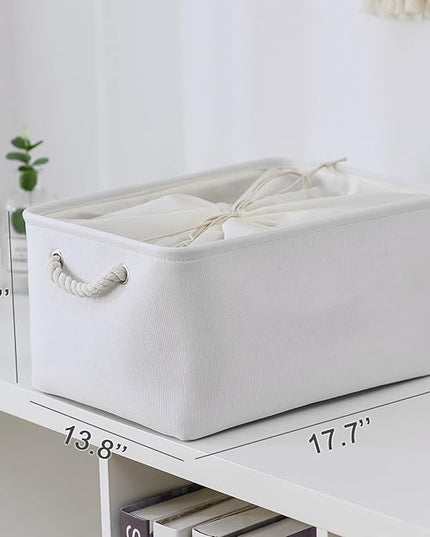 TheWarmHome Storage Basket for Gifts Empty - X Large - 3 Pack 17.7L×13.8W×9.8H in Collapsible Storage Bin for Shelves, Toy Box Storage for Gifts Book Laundry (White)