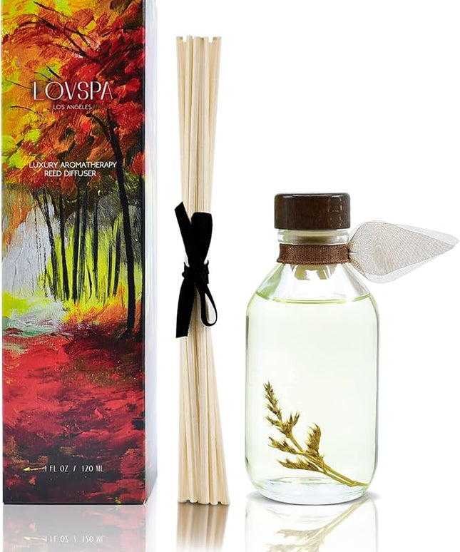 LOVSPA Reed Diffuser Set, Cashmere Woods Scented Oil Diffuser with Sticks, Home Fragrance Accessories for Bathroom Shelf Decor, Aroma Diffusers for Home or Office Fall Decor, USA Made