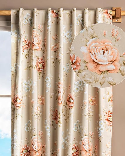 Maison d' Hermine Curtains for Living Room 100% Cotton 108 inch Length One Panel Light Filtering Curtains for Bedroom Windows with Rod and Loop Pockets Drapes (Newburry Melba, 50" W x 108" L)