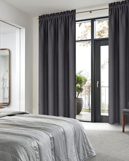 DWCN Blackout Curtains for Bedroom 84 inches Long 2 Panels Set, Solid Thermal Insulated Energy Saving Rod Pocket Window Treatment Curtains Blackout Drapes (W38 x L84 Inch, Dark Grey)