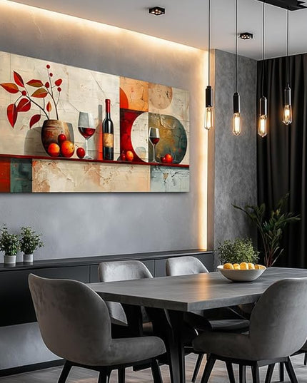 ERQINHUA Wall Art For Kitchen Wall Decor For Living Room Dining Room Decorations Wine Glass Mural Still Life Abstract Pictures Artwork bar Posters Home Decor Wall Painting Ready To Hang 20"x40"